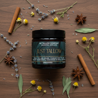 Just Tallow flat lay with real jar